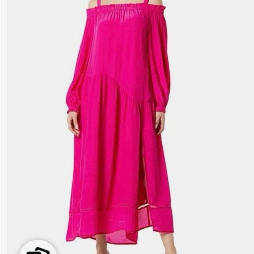 Pink Off-Shoulder Bishop Sleeve Sundress